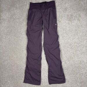 Lululemon Studio Pant II Purple Pinstripe Straight Leg Drawstring Size 2